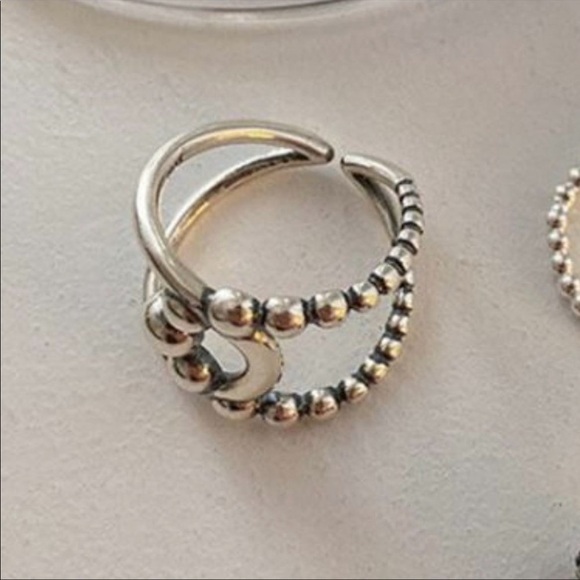 NEW Large 925 Sterling Silver Beaded Statement Ring, Adjustable Open Ring - Picture 6 of 16